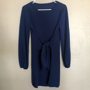 Navy front tie dress.